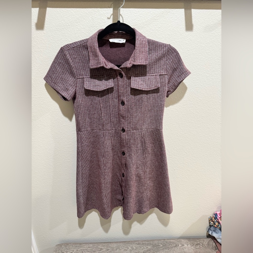 Zara Kids Plaid Button Up Flare Dress